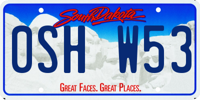 SD license plate 0SHW53