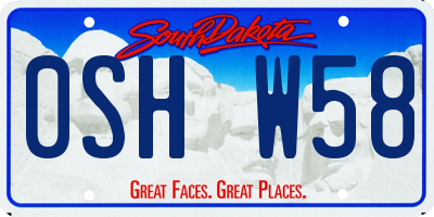 SD license plate 0SHW58