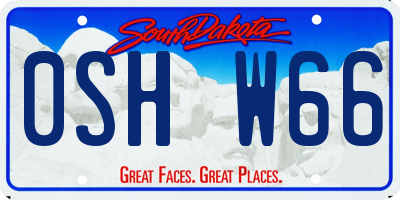 SD license plate 0SHW66