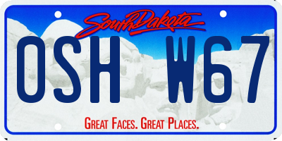 SD license plate 0SHW67