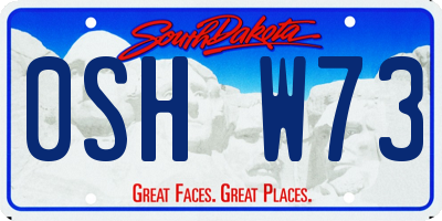 SD license plate 0SHW73