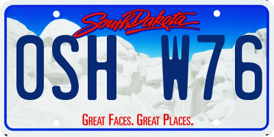 SD license plate 0SHW76