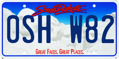 SD license plate 0SHW82