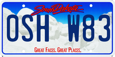 SD license plate 0SHW83