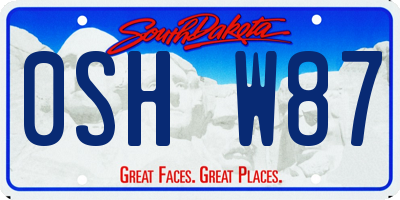 SD license plate 0SHW87