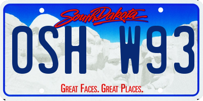 SD license plate 0SHW93