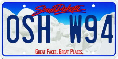 SD license plate 0SHW94