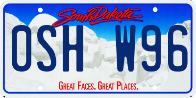 SD license plate 0SHW96