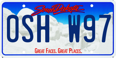 SD license plate 0SHW97