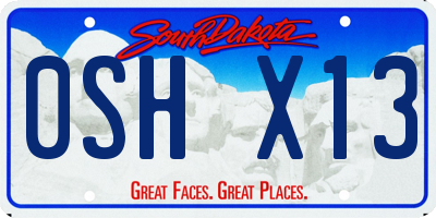 SD license plate 0SHX13