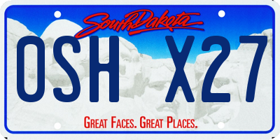 SD license plate 0SHX27