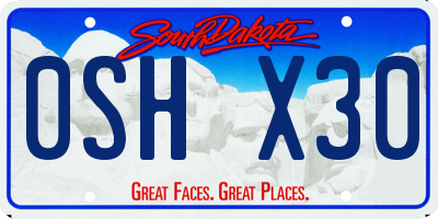 SD license plate 0SHX30
