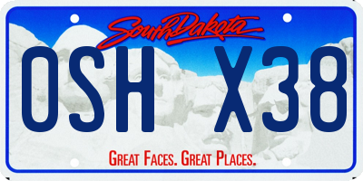 SD license plate 0SHX38