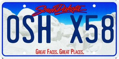 SD license plate 0SHX58