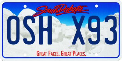 SD license plate 0SHX93