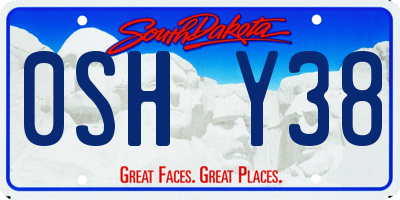 SD license plate 0SHY38