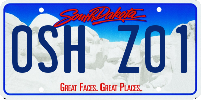 SD license plate 0SHZ01