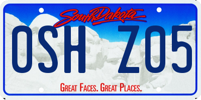 SD license plate 0SHZ05
