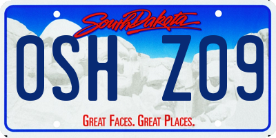 SD license plate 0SHZ09