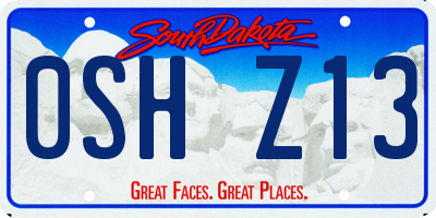 SD license plate 0SHZ13