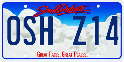 SD license plate 0SHZ14