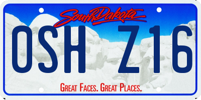 SD license plate 0SHZ16