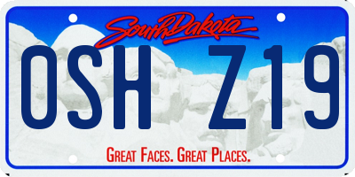 SD license plate 0SHZ19