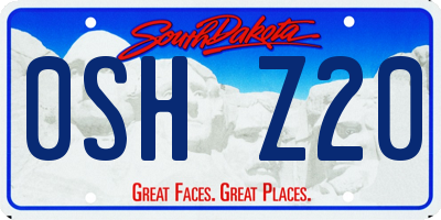 SD license plate 0SHZ20