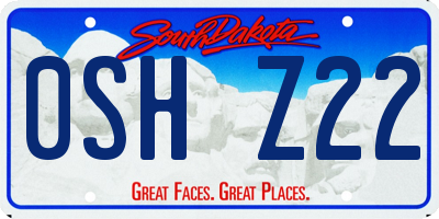 SD license plate 0SHZ22