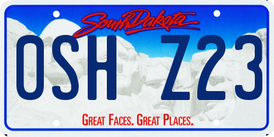 SD license plate 0SHZ23
