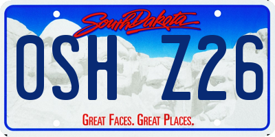 SD license plate 0SHZ26