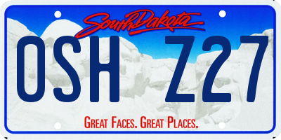 SD license plate 0SHZ27