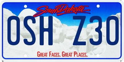 SD license plate 0SHZ30