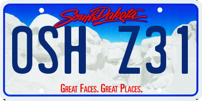 SD license plate 0SHZ31
