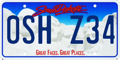 SD license plate 0SHZ34