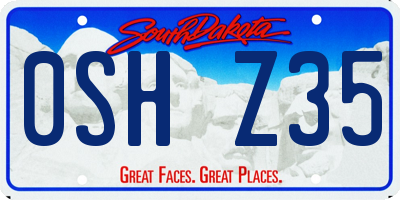 SD license plate 0SHZ35