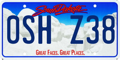 SD license plate 0SHZ38
