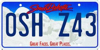 SD license plate 0SHZ43