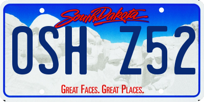 SD license plate 0SHZ52