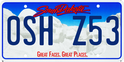 SD license plate 0SHZ53