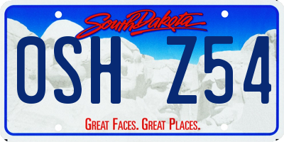 SD license plate 0SHZ54