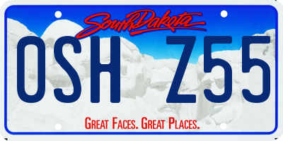 SD license plate 0SHZ55