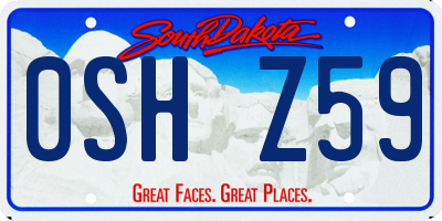 SD license plate 0SHZ59