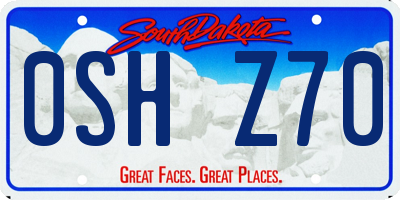SD license plate 0SHZ70