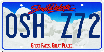 SD license plate 0SHZ72