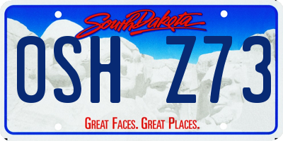 SD license plate 0SHZ73
