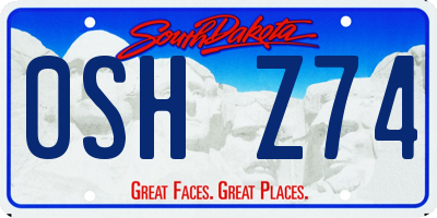 SD license plate 0SHZ74