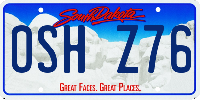 SD license plate 0SHZ76