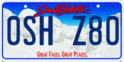 SD license plate 0SHZ80