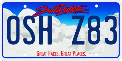SD license plate 0SHZ83